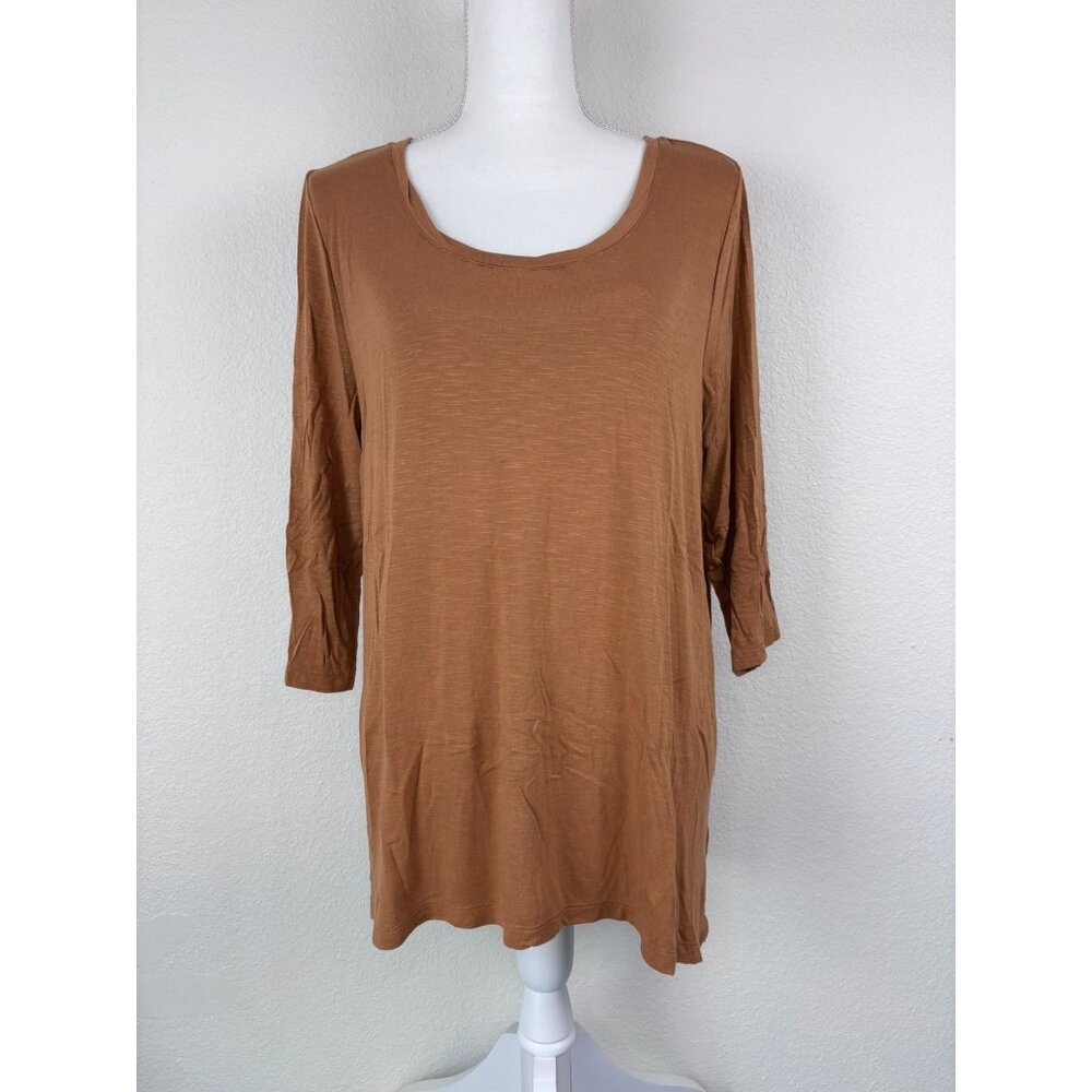 Soft Surroundings women's petite large‎ orange 3/4 sleeve scoop neck tunic top